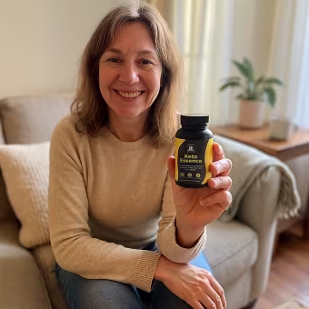 Person with KetoEssence product