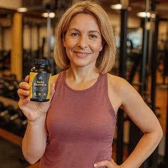 Person with KetoEssence product